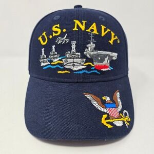 Eagle Emblems US Navy Ships Aircraft Hat Blue Cotton Adjustable Baseball Cap OS‎